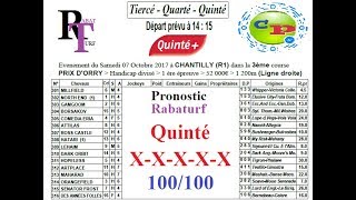 Rabaturf Pronostic100  BASE  Quinté07102017  Chantilly  R 1  Course n°3 [upl. by Anahtor]