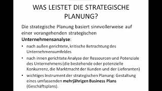 Con 4 Welche Aufgaben erfüllt die strategische Planung [upl. by Vareck322]