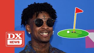 21 Savage Being Called “Tiger Hood” After Showing Off Golf Skills [upl. by Demitria17]