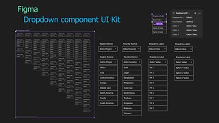 Figma Dropdown UI Kit  Interactive dropdown component using component Text Variant property [upl. by Ttenrag]