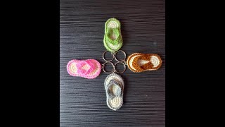 Crochet FlipFlops Keychain Slippers For Beginners 🎀🧵🧶🧶✂🧷 🎀 [upl. by Nidnal]