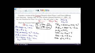 Cournot Duopoly Nash Equilibrium Example [upl. by Nahta]