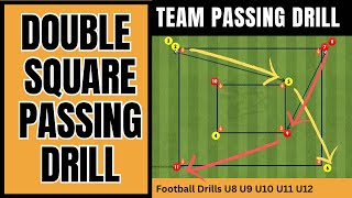 PASSING Combination Double Square Football Drill U8 U9 U10 U11 U12 Soccer drills warm up pre season [upl. by Shaner]