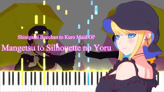 Mangetsu to Silhouette no Yoru  Shinigami Bocchan to Kuro Maid OP Piano tutorial  Sheet [upl. by Dix237]