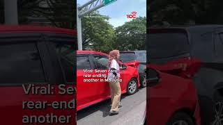 Viral video of seven cars rearending one another in Malaysia [upl. by Menzies585]