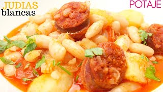 POTAJE de JUDÍAS BLANCAS alubias con CHORIZO 😍🍲 habichuelas o frijoles barata rápida y deliciosa [upl. by Bricker277]