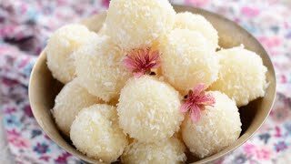 Instant Coconut Laddu  Only 3ingredients Nariyal Ladoo  Bengali style Narkel naru [upl. by Ellainad]