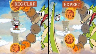 Cuphead  Grim Matchstick Regular vs Expert  Difficulty Comparison  Peashooter Only [upl. by Ginny]