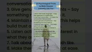 10 Psychological Tricks to Make Anyone Instantly Like You Guaranteed Results psychology [upl. by Ecneret]