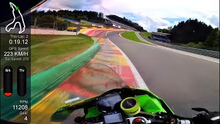 BOOM 💥 23094  SPA Francorchamp onboard ZX10R 75 with TRACK MAP [upl. by Nicholl]