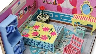 Luxury Mini Cardboard Doll House  Paper Doll House  Bedroom Decor  Artistic Dolls [upl. by Anhpad496]