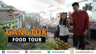 GANGTOK Food Tour  ORGANIC Vegetable Market Tour  HUGE Himalayan Breakfast  BIHARI Aloo Chura [upl. by Faythe]