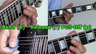 How to Read Guitar Tabs  Bend b Release rPull Off p wwwFarhatGuitarcom [upl. by Mattheus]