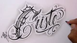 Dibujando CRISTO Lettering Tattoo Lettering malandro Chicano lettering Nosfe Ink Tattoo [upl. by Esilenna]