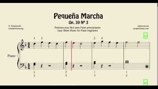 Pequeña Marcha Partitura de Piano Muy Fácil para Principiantes Opus 39 Nº3 [upl. by Harad]