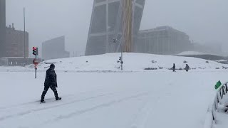 Grandes acumulaciones de nieve en Madrid por la borrasca Filomena [upl. by Atikat]