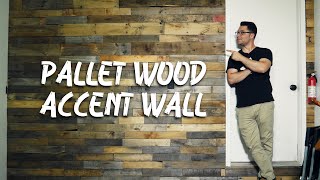 How to Build a Rustic Pallet Wood Accent Wall [upl. by Aneladgam]