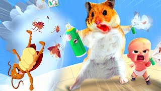 Hamster Destroys Cockroaches In The House  Cartoon by Hamster Toons [upl. by Elbam]