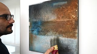 DIY Effekt Struktur Easy Abstract Painting Techniques for Beginners  Meditative  Mixed Media Art [upl. by Haughay]