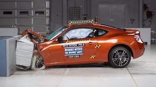 2013 Scion FRS moderate overlap IIHS crash test [upl. by Jocelin928]