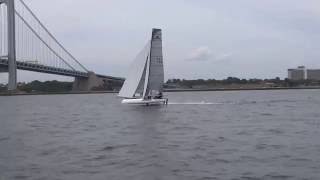 Nacra 20 FCS Moonshine Foiling in the Statute of Liberty Race [upl. by Jeanelle]