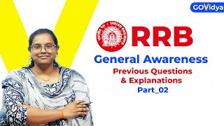 RRB General Awareness  Previous Questions Part02  GOVidya rrbntpc rrbrailway rrbjeclasses [upl. by Papotto]