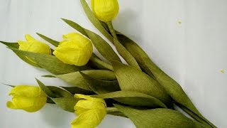 DIY  How to make a paper flower  tulip Part 2 [upl. by Brabazon]