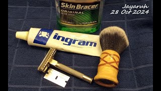 Shaving with the AutoStrop A1 and Ingram Shaving Cream [upl. by Genaro]