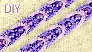 DIY Intertwining Macramé Bracelet with Beads Tutorial [upl. by Alik909]