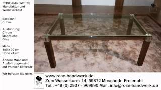 Esstisch Cubus Metall Chrom Holz Mooreiche Glas [upl. by Latsryk]