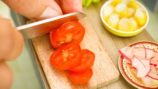 Miniature Mediterranean Salmon Salad Recipe  ASMR Cooking Mini Food [upl. by Rosalynd]