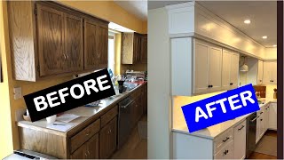 How to Paint Grainy Oak Cabinets and get a SMOOTH Finish [upl. by Attenohs]