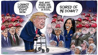 CARTOONS ELECTION DEBATE KAMALA JULY 26 TRUMP COMEDY SATIRE TRUMP KAMALA CARTOONS [upl. by Reisch]