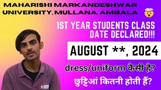 class कब से हैं dress कैसी है  Nursing BTech  MMU Mullana Ambala [upl. by Ennovihc]