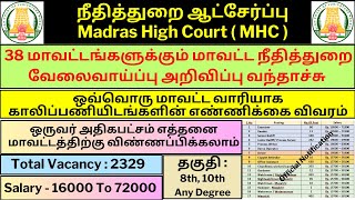 OFFICIAL NOTIFICATION  MHC ஆட்சேர்ப்பு  மாவட்ட நீதித்துறை காலிப்பணியிடங்கள் மாவட்ட வாரியாக விவரம் [upl. by Kirre463]