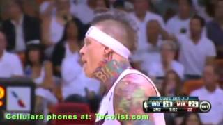 Hansbrough and Andersen Fouls  Birdman vs Hansbrough Fight  pacers at heat may 30  2013 [upl. by Brodie]