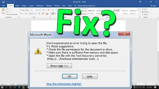 How To Fix Microsoft Word Experienced An Error Trying to Open the File [upl. by Nolrac]