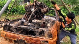 Restoration of an old rusty BMW car  50 years old  Engine restore [upl. by Smada]