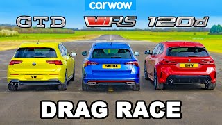 VW Golf GTD v BMW 120d v Skoda Octavia vRS DRAG RACE [upl. by Yla]