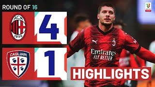 MILANCAGLIARI 41  HIGHLIGHTS  Milan cruise to next round  Coppa Italia Frecciarossa 202324 [upl. by Mitzie368]