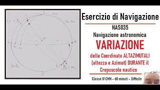 NAS035  VARIAZIONE delle COORDINATE ALTAZIMUTALI di un astro DURANTE il crepuscolo nautico  60min [upl. by Susann]