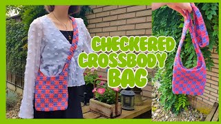 Checkered crossbody bag  CROCHET TUTORIAL [upl. by Center838]