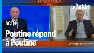 Poutine déstabilisé par son double lors dune séance de questions triées par le Kremlin [upl. by Retsam]