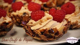 ❀ Recette de DemiŒufs de Pâques Nougatine Praliné et Framboise ❀ [upl. by Mosa644]