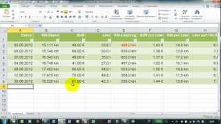 Benzinverbrauch mit Excel berechnen  Kosten auf 100 KM etc [upl. by Levitt]