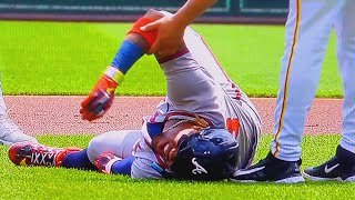 RONALD ACUÑA JR INJURY VIDEO TORN ACL ACL TEAR ATLANTA BRAVES VS PITTSBURGH PIRATES MAY 26 2024 [upl. by Nilhsa]