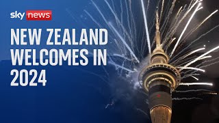 New Zealand rings in 2024 with fireworks and laser display [upl. by Herb]