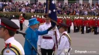 The Queen presents royal colours to Australian military college [upl. by Bonnice]