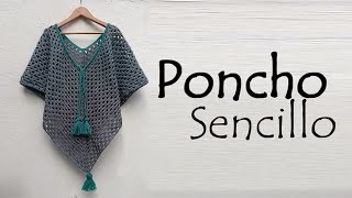 Poncho sencillo a crochet [upl. by Eilrebmik]