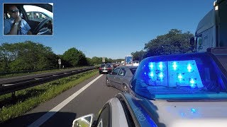 Einsatzfahrt der Autobahnpolizei  durch Rettungsgasse zum Unfall  Polizei kommentiert  POV GoPro [upl. by Eberly]